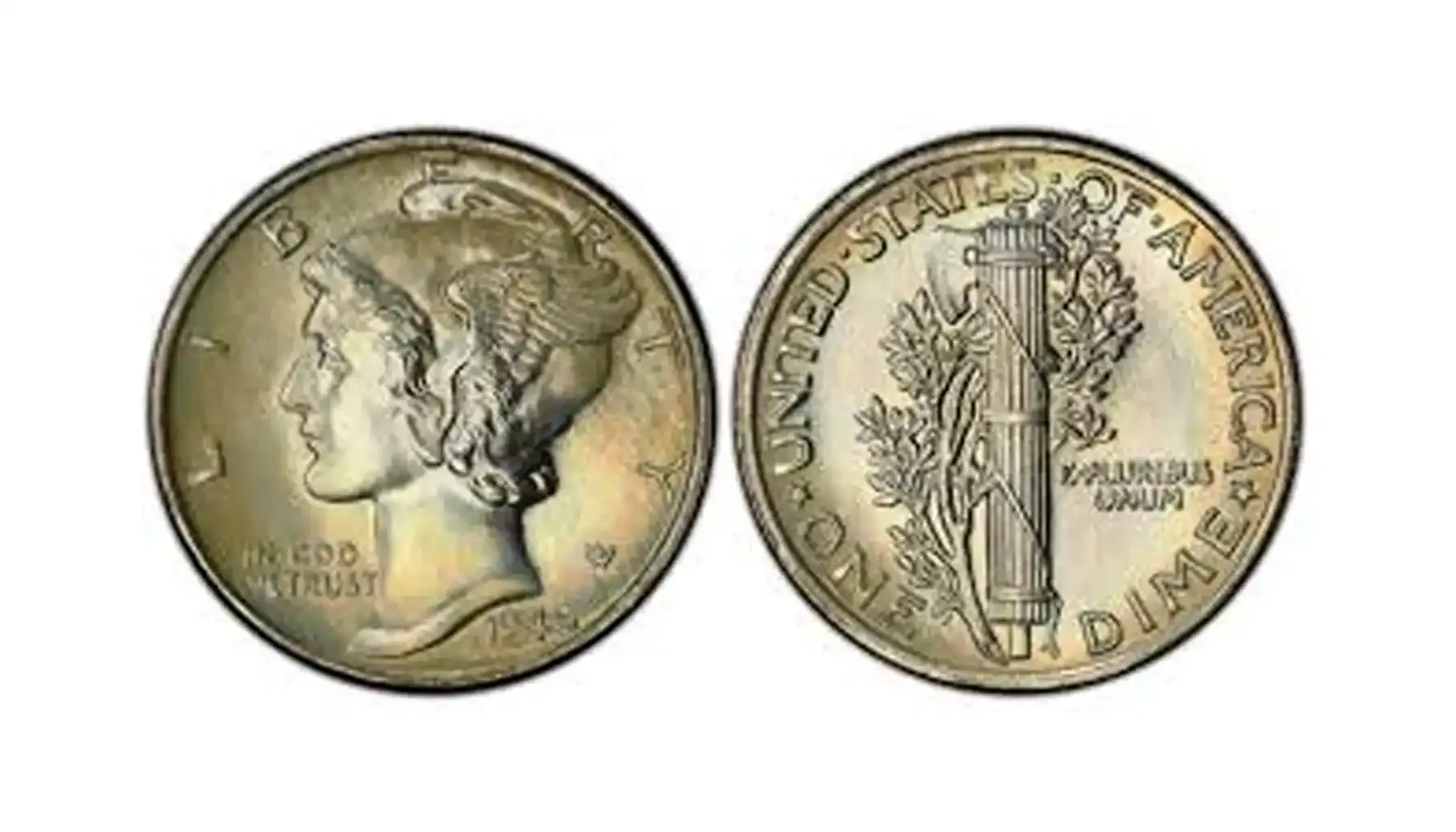 Side-by-side comparison of 1940 Mercury dime non-FB bands versus Full Bands FB designation on reverse fasces